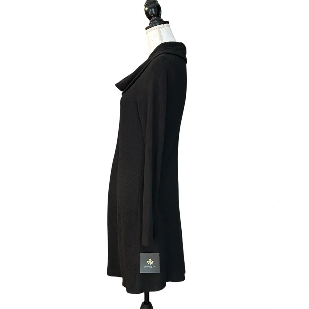 Fortune & Ivy Elisha Cowl Neck Hacci Knit Dress Women’s SZ Small in Black NEW - Picture 3 of 6